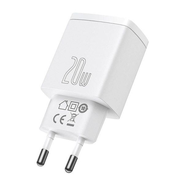 Baseus 20W Compact Quick USB and USB-C Charger (White)