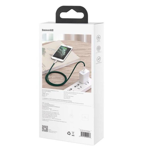 Baseus Cafe 2.4A 2 Meter USB Cable for Lightning (Green)