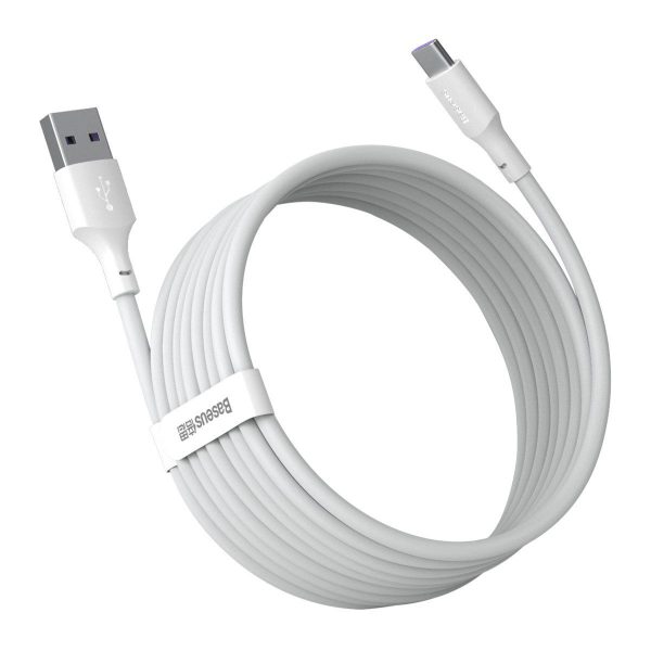 Baseus Simple Wisdom Data Cable Kit USB to Type-C 5A (2PCS/Set）1.5m White