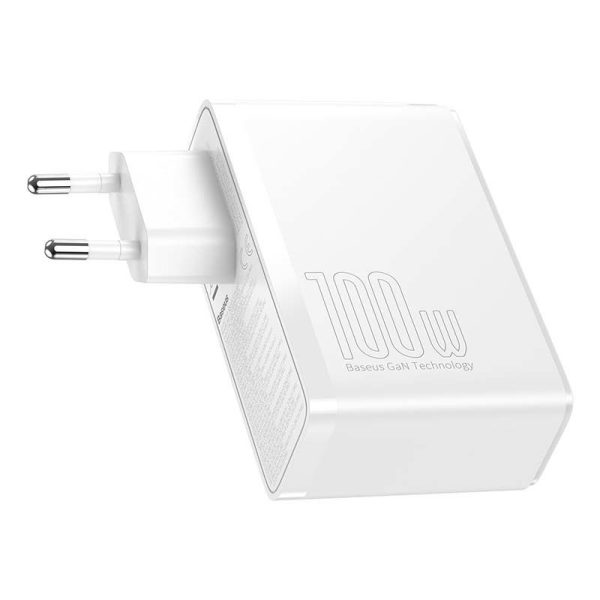 Travel Charger Baseus GaN2 Pro Quick  2x USB + 2x USB-C, 100W, EU (white)