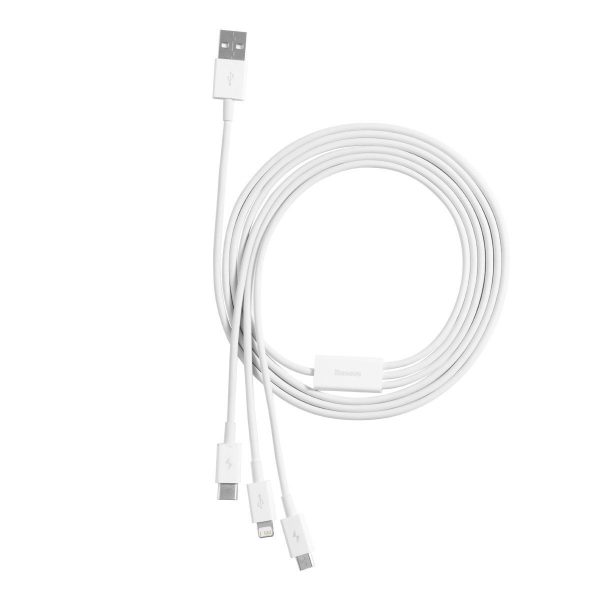 USB cable 3in1 Baseus Superior Series, USB to micro USB / USB-C / Lightning, 3.5A, 1.2m (white)