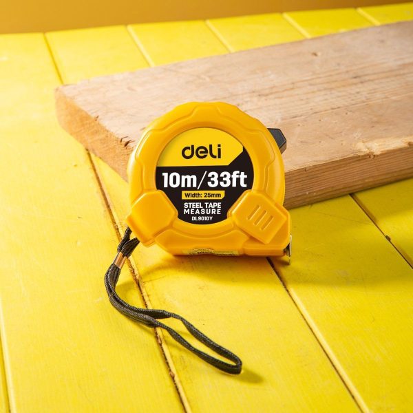 Steel Measuring Tape 10m/25mm Deli Tools EDL9010Y (yellow)