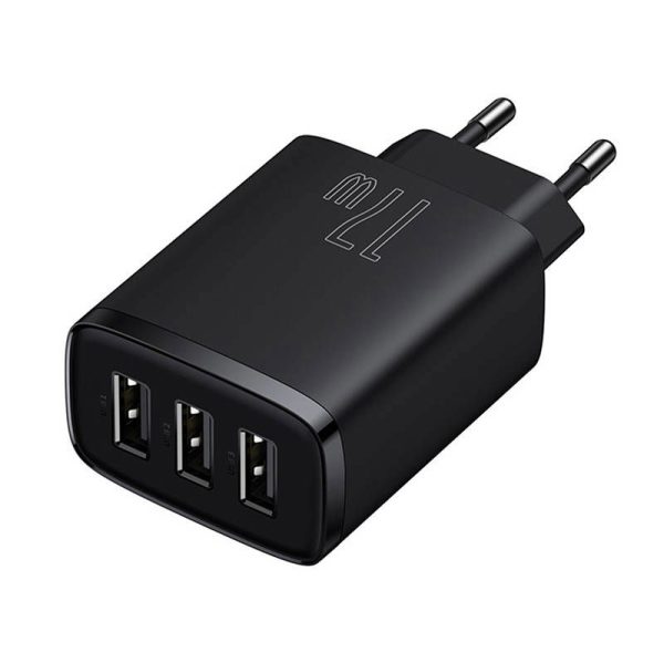 Baseus Compact Quick Charger, 3x USB, 17W (Black)