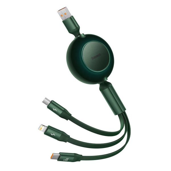 Baseus Bright Mirror 3, USB 3-in-1 cable for micro USB / USB-C / Lightning 66W / 2A 1.1m (Green)