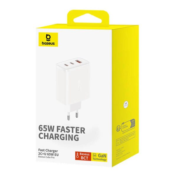 Wall charger Baseus OS-Cube Pro 2xUSB-C + USB, 65W (white)