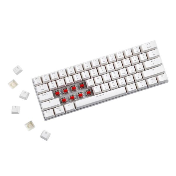 Wireless Mechanical keyboard Motospeed SK62 White (red switch)