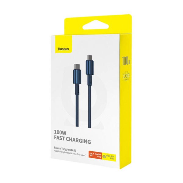 Cable USB-C do USB-C Baseus Tungsten Gold, 100W, 1m (niebieski)