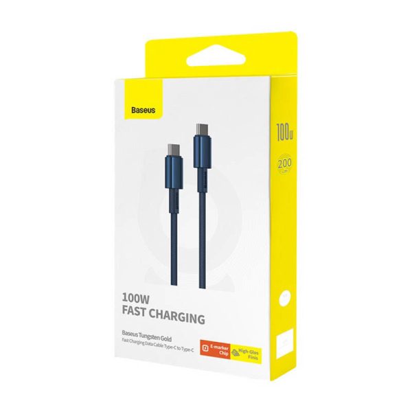 Cable USB-C do USB-C Baseus Tungsten Gold, 100W, 2m (niebieski)