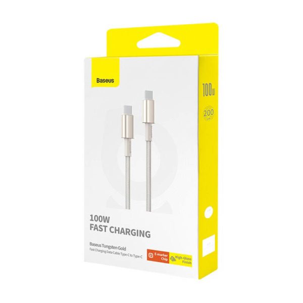 Cable USB-C do USB-C Baseus Tungsten Gold, 100W, 2m (złoty)