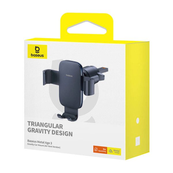 Gravity car mount Baseus Metal Age 3 for ventilation grille (black)