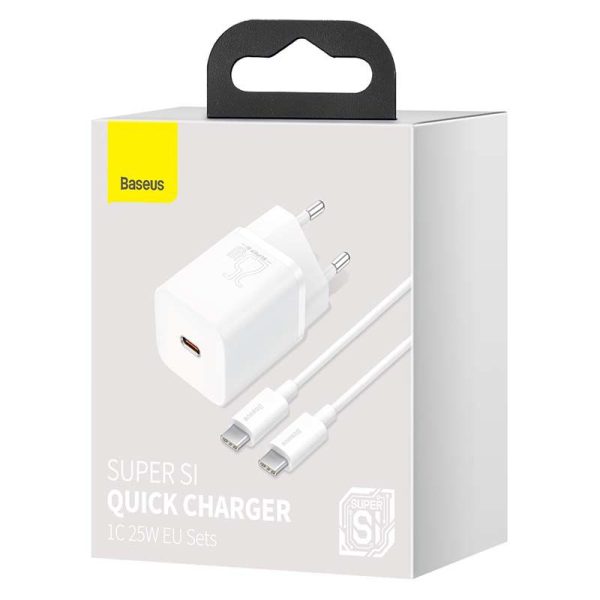 Baseus 25W Super Si Quick USB-C Charger with 1m USB-C Cable (White)