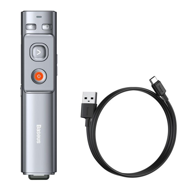 Baseus Gray Multifunctional Remote Control with Laser Pointer for Presentations, Orange Dot Edition