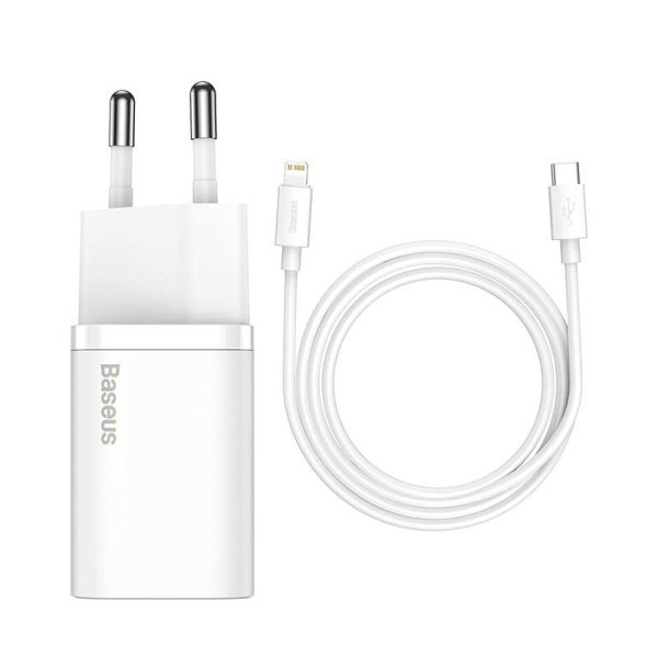 Baseus Super Si Quick Charger 1C 20W with USB-C cable for Lightning 1m (white)