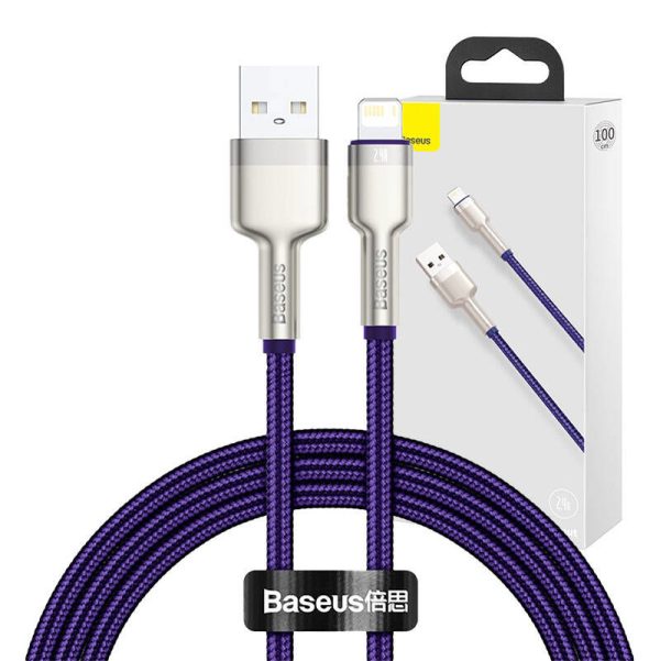 USB cable for Lightning Baseus Cafule, 2.4A, 1m (purple)