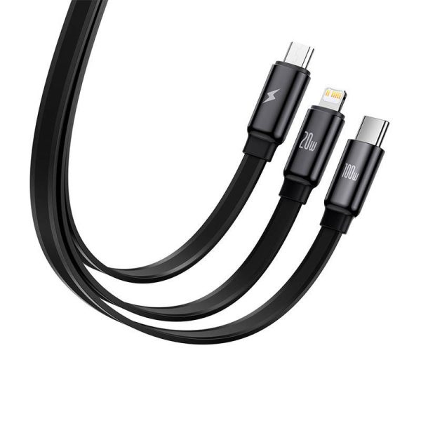 Baseus Traction 3-in-1 USB-C cable USB-C / Lightning / Micro 100W 1.7m (black)