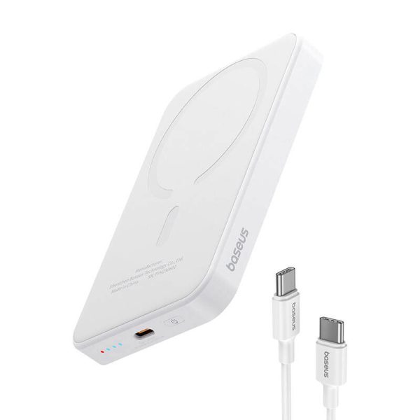 Magnetic Mini Powerbank Baseus 5000mAh, USB-C 20W (white)