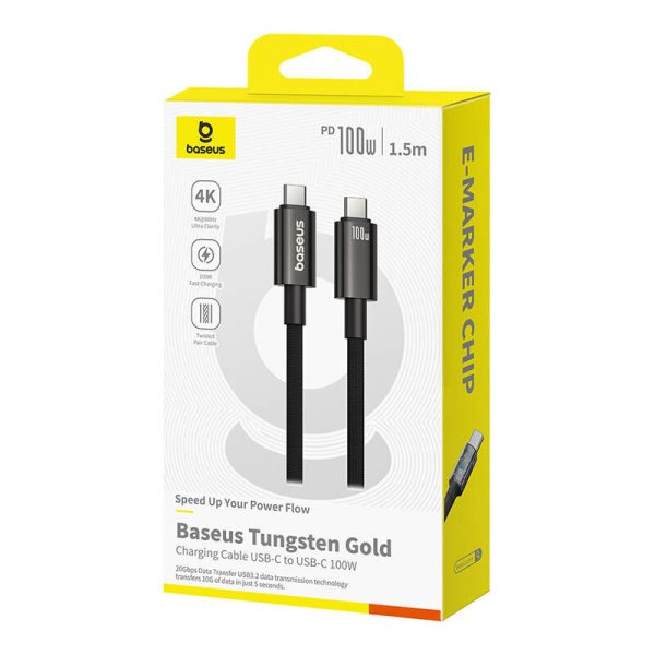 Baseus Cable USB Tungsten Gold USB-C to USB-C 100W 1,5m (black)