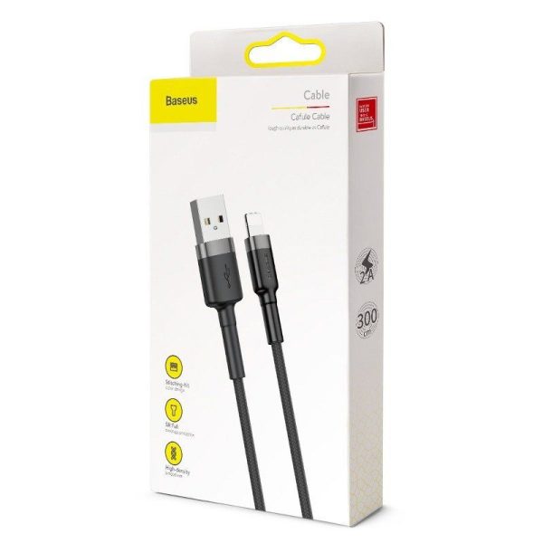 Baseus Cafule USB Lightning-kabel 2A 3m (Zwart+Grijs)