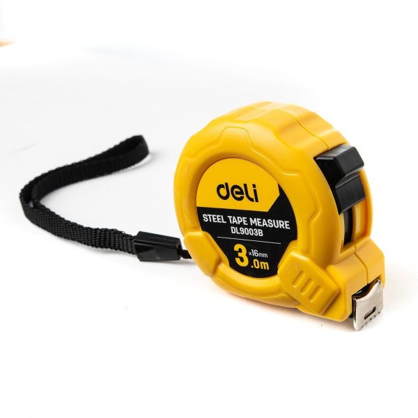 Deli Tools EDL9003B Steel Measuring Tape, 3m/16mm (Yellow)