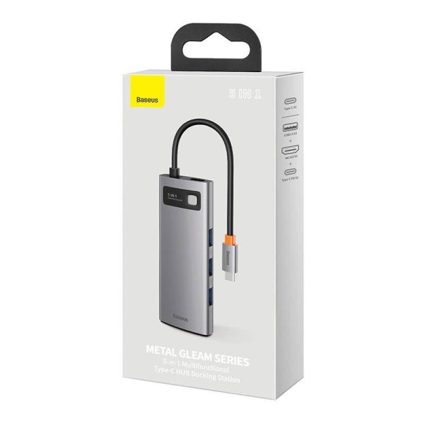 Hub 5in1 Baseus Metal Gleam Series, USB-C to 3x USB 3.0 + HDMI + USB-C PD