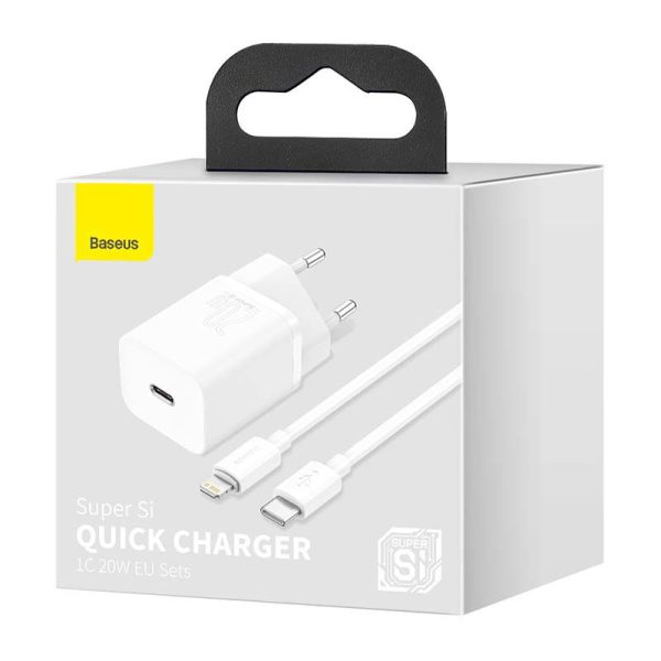 Baseus Super Si Quick Charger 1C 20W with USB-C cable for Lightning 1m (white)