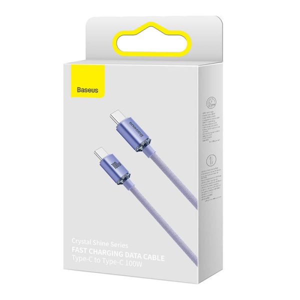 Baseus Crystal Shine cable USB-C to USB-C, 100W, 1.2m (purple)