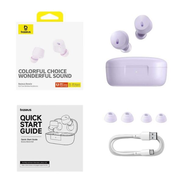 Earphones TWS Baseus Bowie E18 (purple)