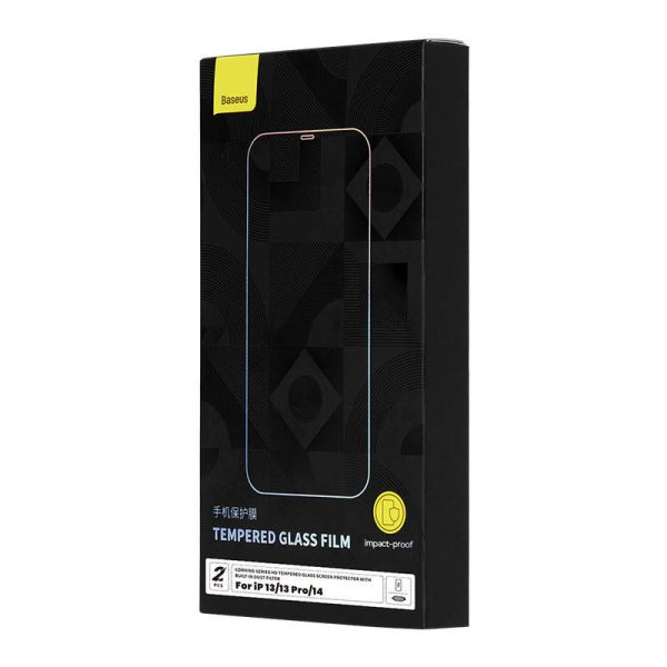 Tempered Glass Baseus Corning for iPhone 13/13 Pro/14 with built-in dust filter