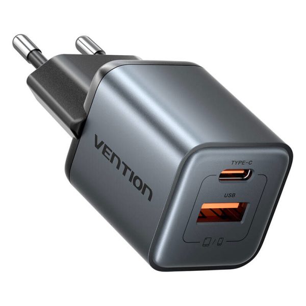 GaN Vention USB-C + USB-A 30W Charger (Gray)