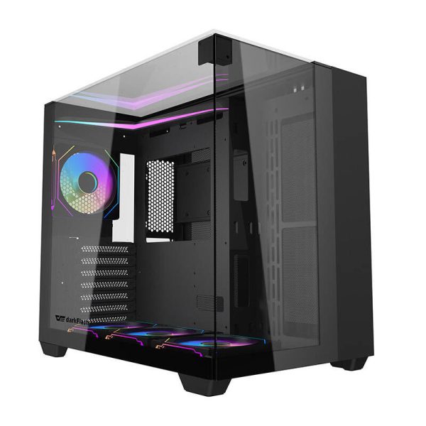 Darkflash TH285 computer case (black) + 4 fans