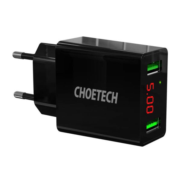 C0028 2*USB-A network charger with display (black)