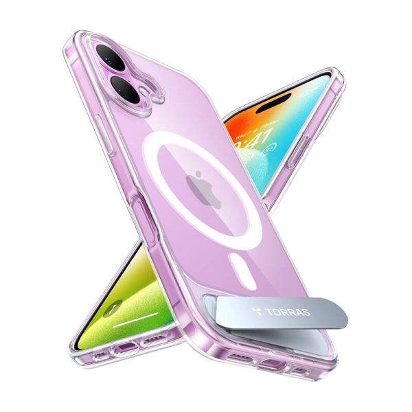 Torras Pstand Series Case for iPhone 16 (Transparent)