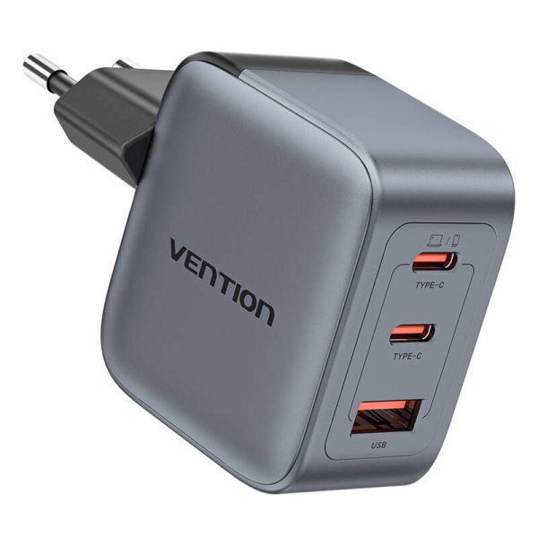 GaN Vention USB-C+C+A 70W Charger (Gray)