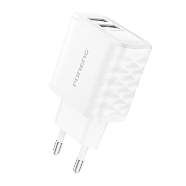 Foneng EU53 20W 2xUSB-A, 2.4A network charger (White) + USB-A toLightning cable