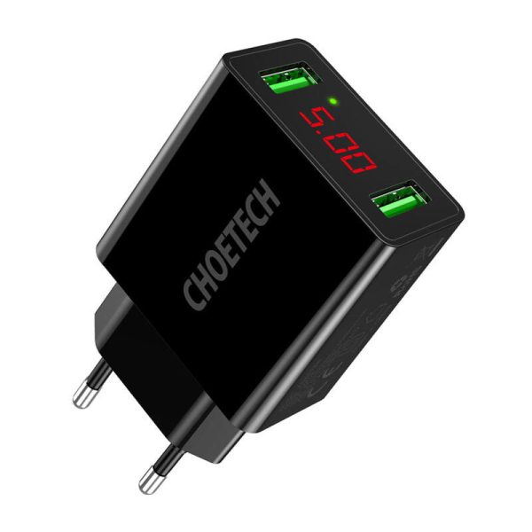 C0028 2*USB-A network charger with display (black)