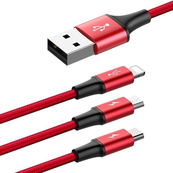 Baseus Rapid USB cable 3in1 Type C / Lightning / Micro 3A 1,2M (red)