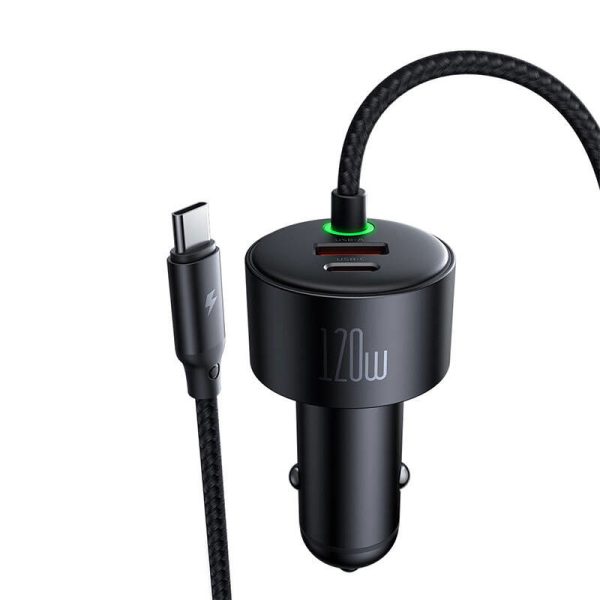 Mcdodo CC-0370 car charger, USB-C, Lightning, 120W, retractable cables