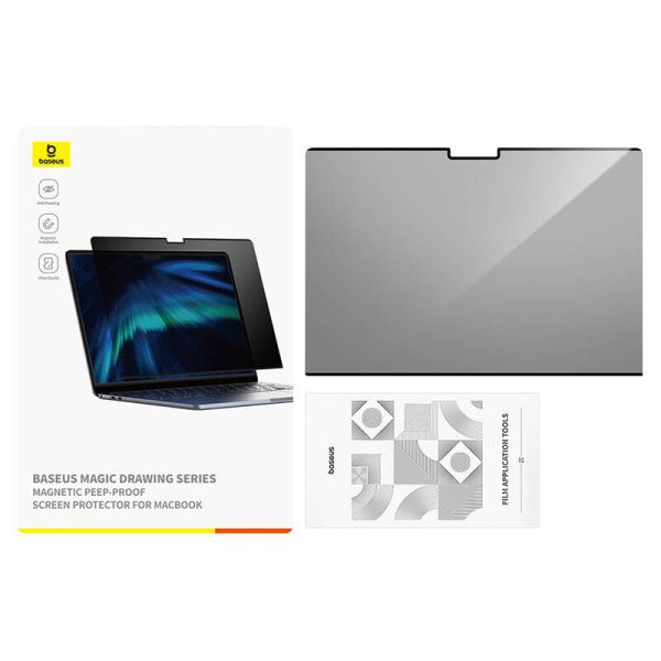 Baseus Magic Drawing magnetic protective privacy overlay for MacBook Pro 14" (2021/2023) + cleaning kit (transparent)