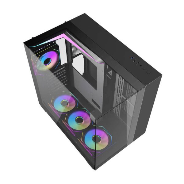 Darkflash TH285 computer case (black) + 4 fans